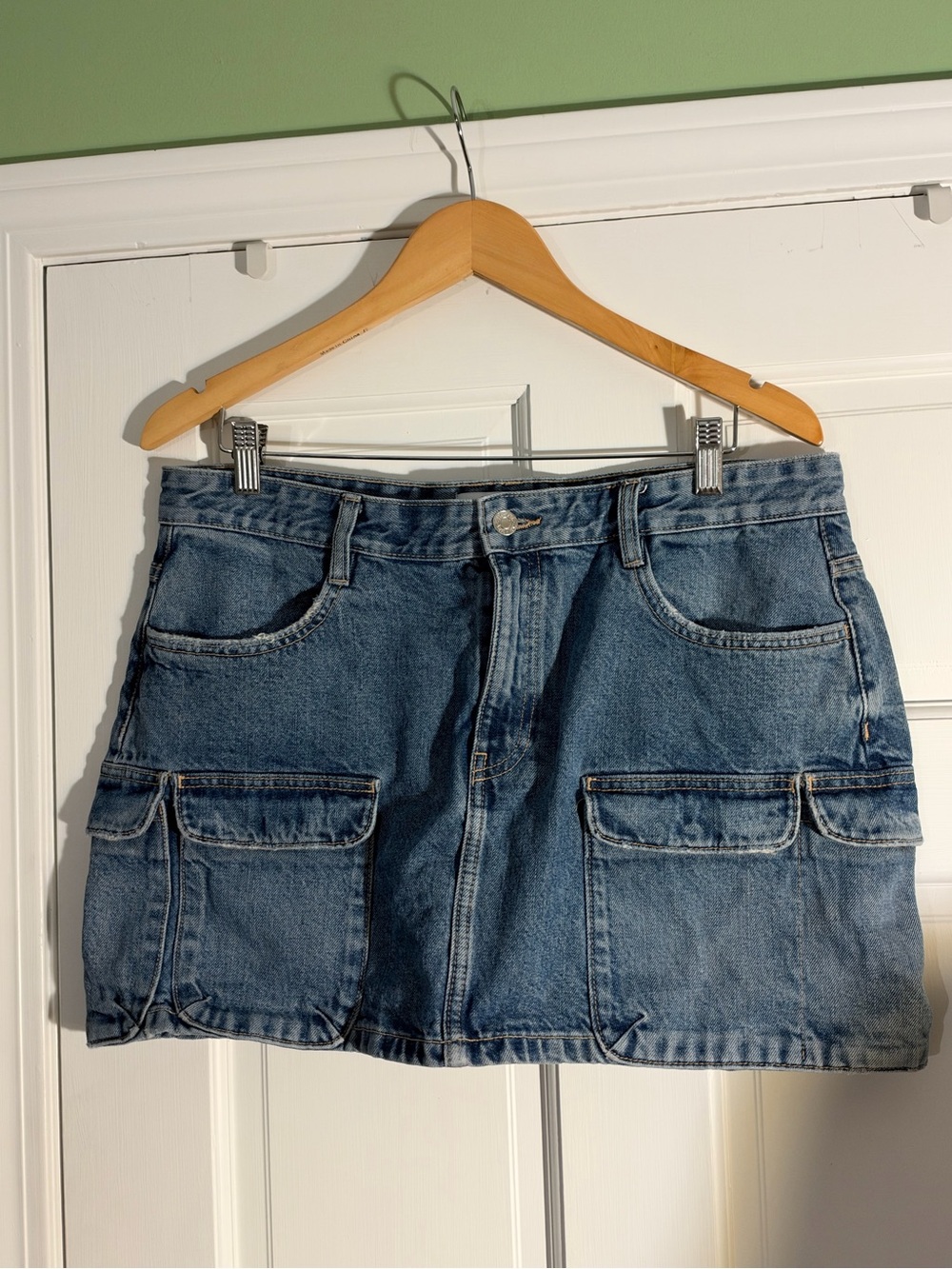 Zara Blue Denim Cargo Mini Skirt